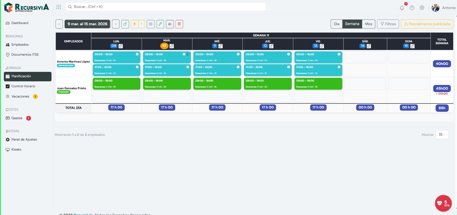 Planificación de turnos en Recursivia
